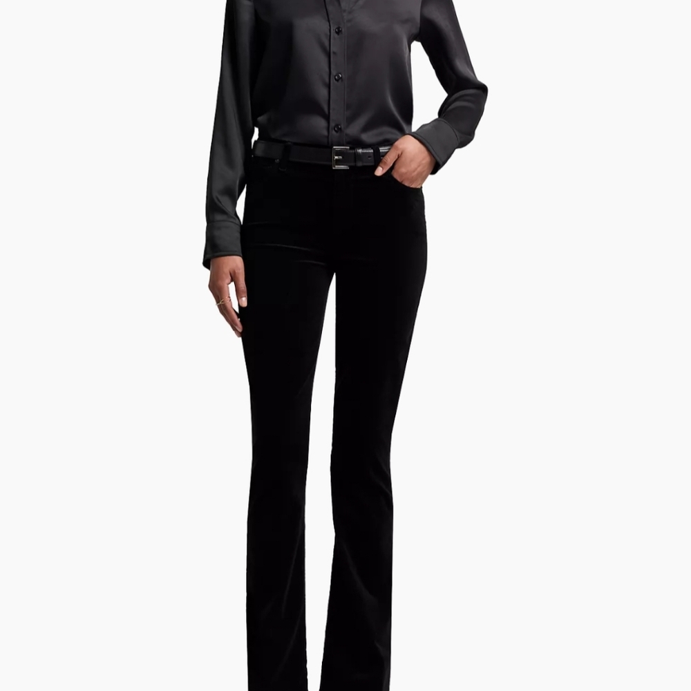 NWT 7 FOR ALL MANKOND LOW RISE FLARED VELVET JEANS SIZE 23